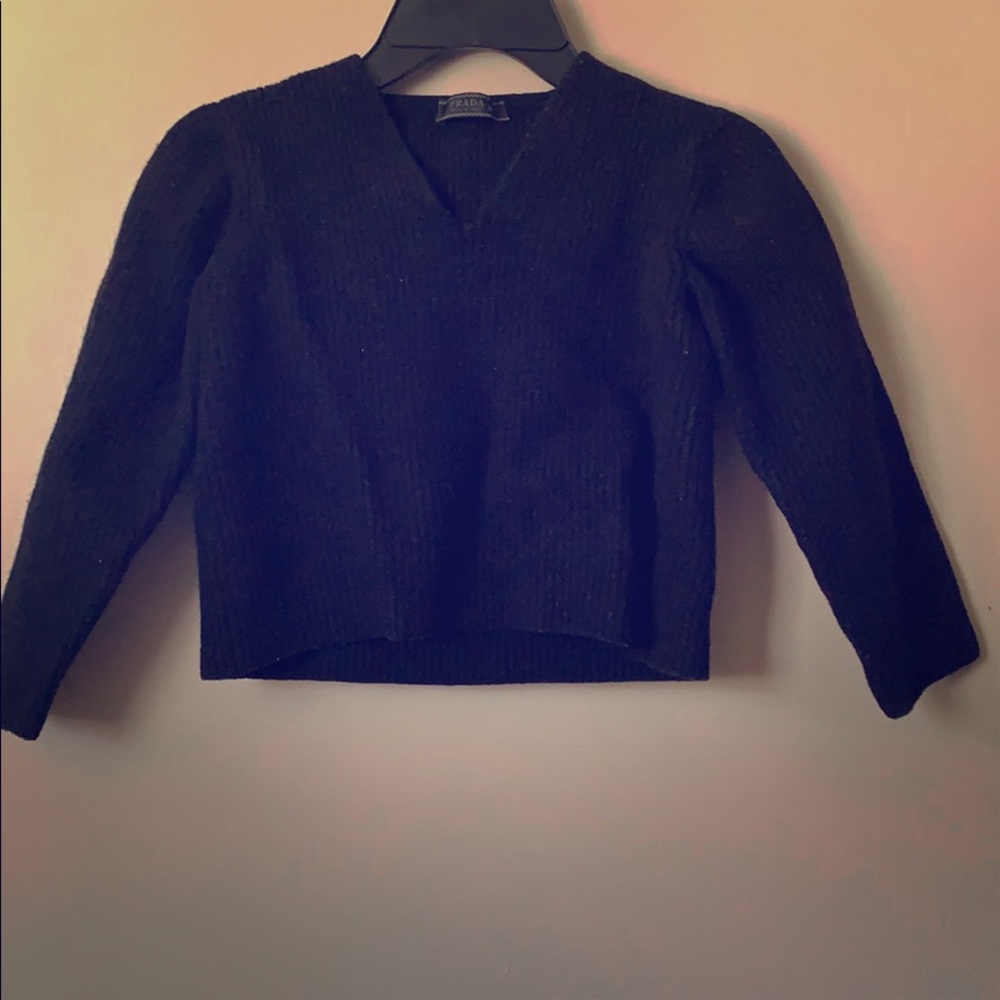 Corduroy PRADA V-Neck Crop Top